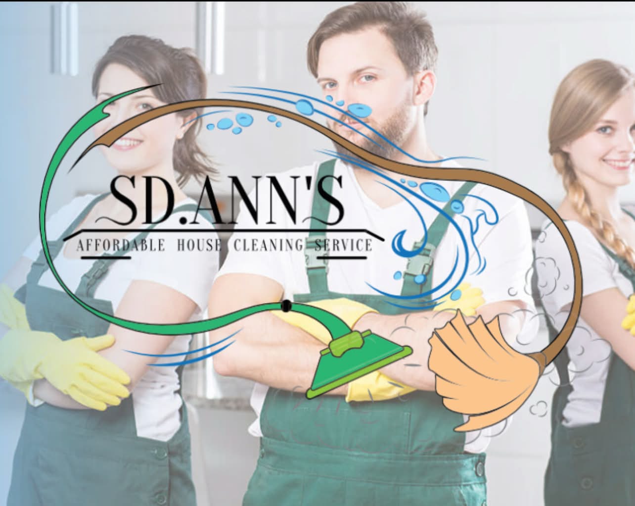 The Sd. Ann's House Cleaning team in uniform, ready for a job in the San Jacinto Valley